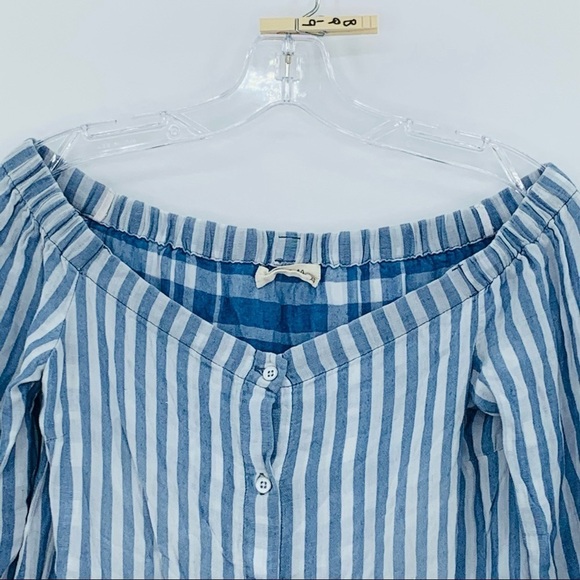 Bella Dahl Off Shoulder Button Front Pinstripe Marina Wash - Picture 10 of 10